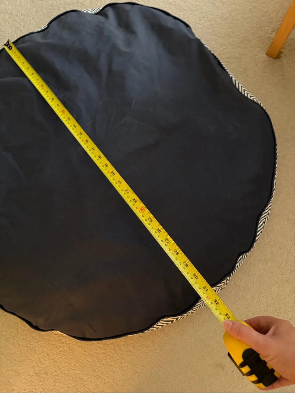 Navy Blue & White Round Dog Bed